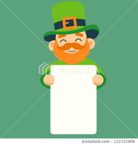 Leprechaun holding a blank sheet of paper. Vector illustration for St. Patrick's Day 122152908
