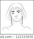 Minimalist Line Art Japanese Woman Portrait 122153056