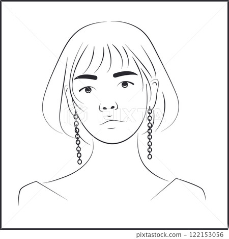 Minimalist Line Art Japanese Woman Portrait Minimalist Line Art Japanese Woman Portrait 122153056