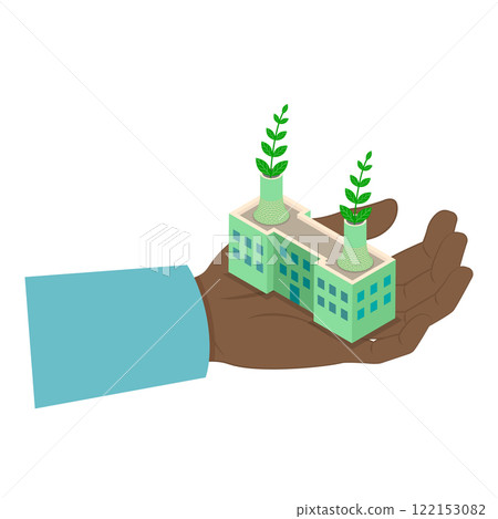 3D Isometric Flat Vector Illustration of Decarbonisation And Sustainability, Co2 Emission Impact Reduction. Item 4 122153082