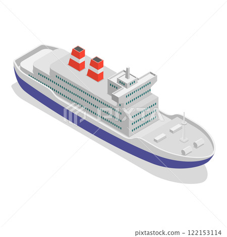 3D Isometric Flat Vector Set of Maritime Ships, Water Transportation Boats. Item 3 122153114