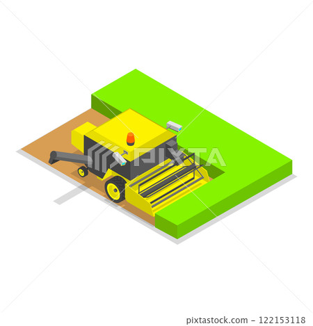 3D Isometric Flat Vector Illustration of Agricultural Machinery, Rural Industrial Farm Transport. Item 3 122153118