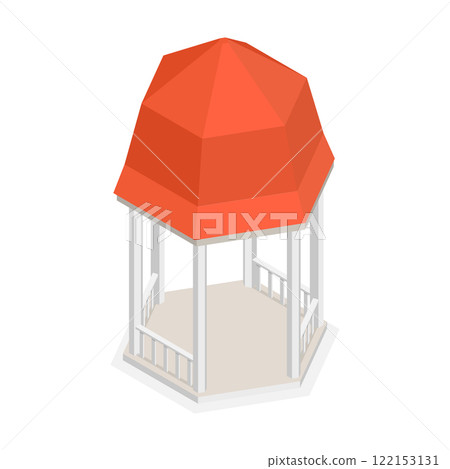 3D Isometric Flat Vector Set of Gazebos or Pavilions, Park Area Elements. Item 3 3D Isometric Flat Vector Set of Gazebos or Pavilions, Park Area Elements. Item 3 122153131