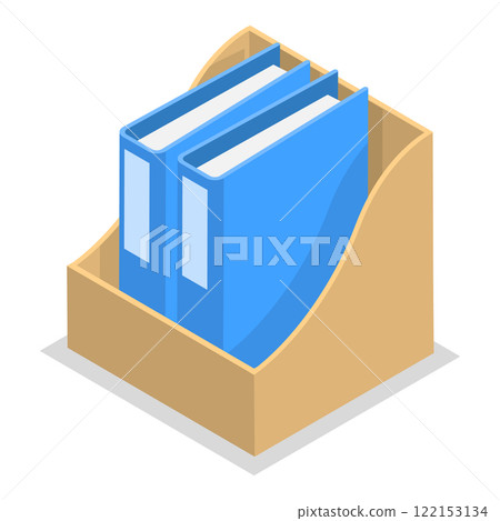3D Isometric Flat Vector Set of Folders With Files, Business Paperwork. Item 2 122153134