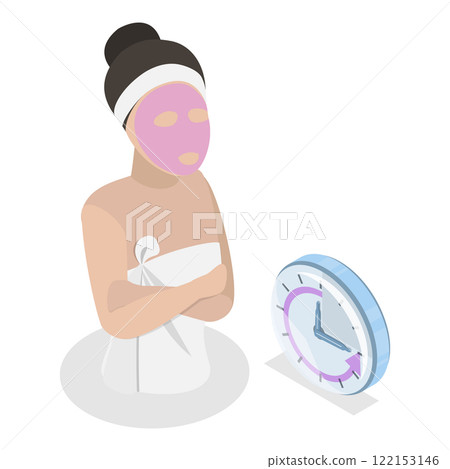 3D Isometric Flat Vector Illustration of Facial Mask, Skin Care and Acne Treatment. Item 2 3D Isometric Flat Vector Illustration of Facial Mask, Skin Care and Acne Treatment. Item 2 122153146