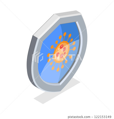 3D Isometric Flat Vector Set of Protection Proof, Signs of Resistance to External Infulence. Item 4 122153149