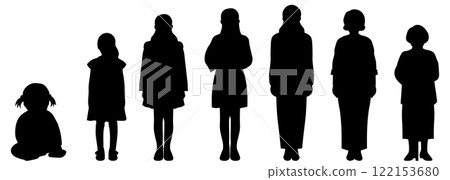 Silhouette illustrations depicting stages in a woman's life 122153680