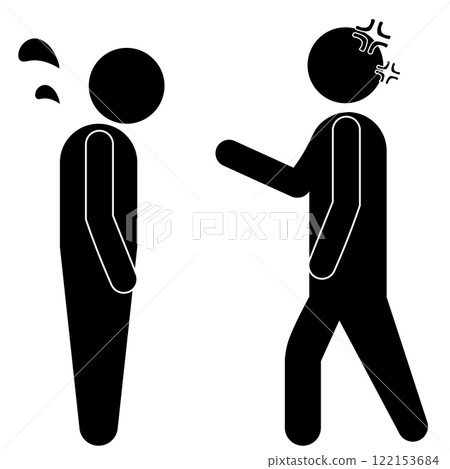 Silhouette illustration of angry person and apologizing person Silhouette illustration of angry person and apologizing person 122153684