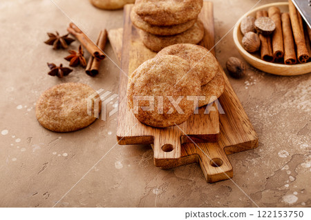 Cinnamon snickerdoodle cookies freshly baked fall dessert 122153750