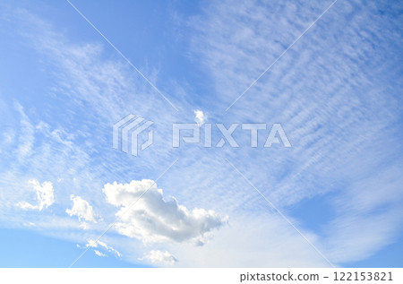 White clouds in a bright blue sky. The beauty of the nature 122153821
