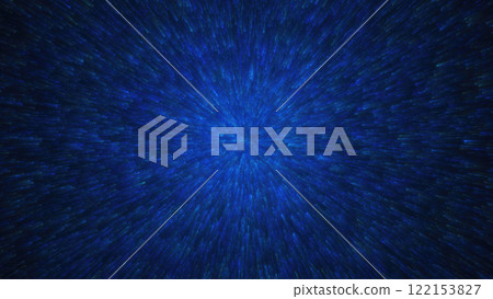 Abstract blue particle explosion effect, futuristic digital burst with speed motion effect and glowing light rays background 122153827