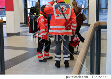 unrecognizable people people in uniform of German ambulance and the Red Cross 122154342
