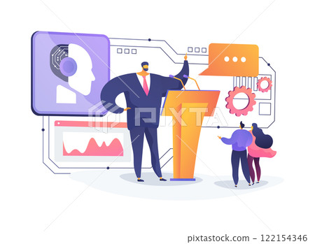 AI-Enhanced Political PR abstract concept vector illustration. 122154346