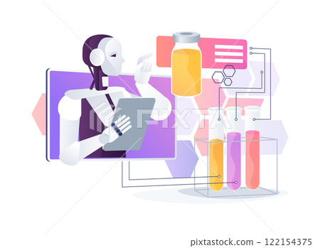 AI-Enhanced Drug Discovery abstract concept vector illustration. AI-Enhanced Drug Discovery abstract concept vector illustration. 122154375