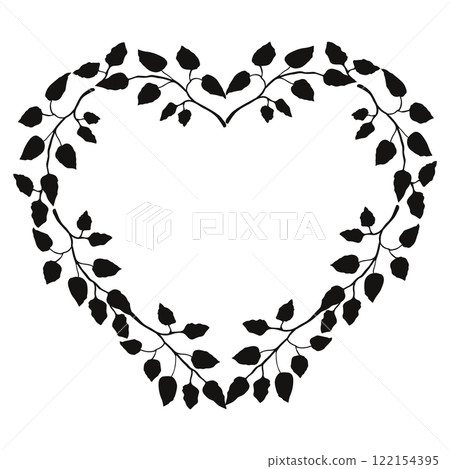Floral heart frame with leaves for wedding or Valentines day card template 122154395