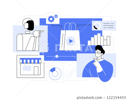 AI-Driven Product Demos abstract concept vector illustration. AI-Driven Product Demos abstract concept vector illustration. 122154433