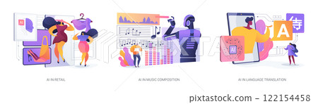 AI Enhancing Everyday Experiences abstract concept vector illustrations. 122154458