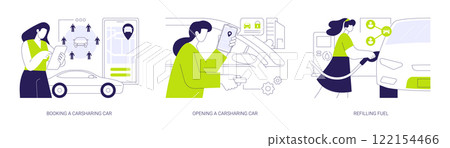 Carsharing service abstract concept vector illustrations. 122154466