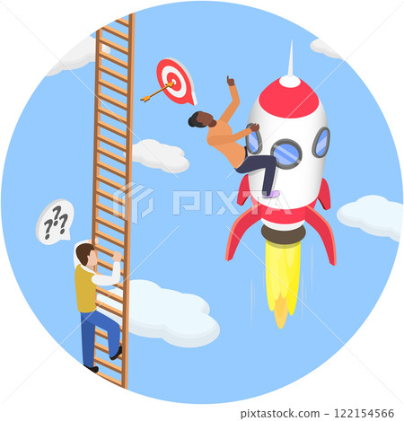 3D Isometric Flat Illustration of Career Ladder, Business Success, Accomplishment and Development 3D Isometric Flat Illustration of Career Ladder, Business Success, Accomplishment and Development 122154566