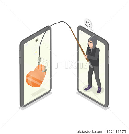 3D Isometric Flat  Illustration of Online Dating Scam, Fake Romance 122154575
