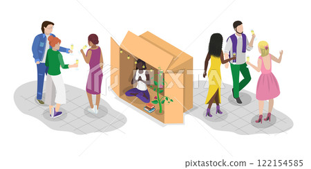 3D Isometric Flat Illustration of Introvert Vs Extravert, Open and Closed Persons 3D Isometric Flat Illustration of Introvert Vs Extravert, Open and Closed Persons 122154585