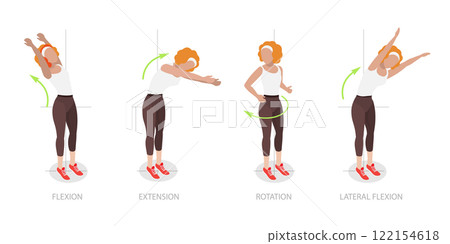 3D Isometric Flat Illustration of Spine Movements, Movement and Action for Spinae Muscles Health 3D Isometric Flat Illustration of Spine Movements, Movement and Action for Spinae Muscles Health 122154618