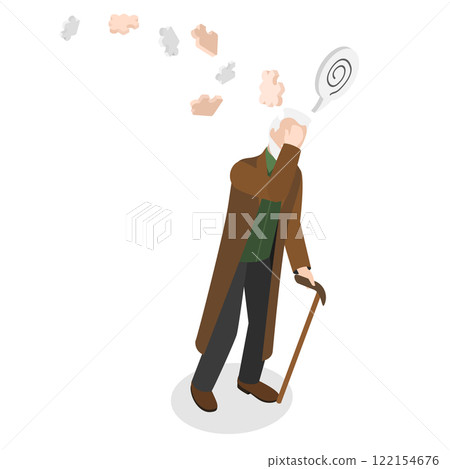 3D Isometric Flat Illustration of Memory Problems , Seniors Mental Health 3D Isometric Flat Illustration of Memory Problems , Seniors Mental Health 122154676