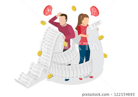 3D Isometric Flat Illustration of Family Budget , Managing Home Finances 3D Isometric Flat Illustration of Family Budget , Managing Home Finances 122154693