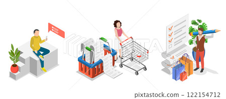 3D Isometric Flat Illustration of Online Shopping, Wish List 3D Isometric Flat Illustration of Online Shopping, Wish List 122154712