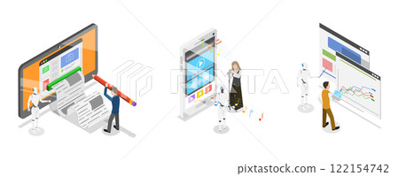 3D Isometric Flat Illustration of Neural Networks, Artificial Intelligence Technology 3D Isometric Flat Illustration of Neural Networks, Artificial Intelligence Technology 122154742