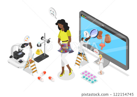 3D Isometric Flat  Illustration of Bladder Disease, Menopause, Woman health, Genital Infection 122154745