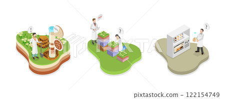 3D Isometric Flat  Illustration of Soil Analysis , Controlling Earth Pollution 122154749