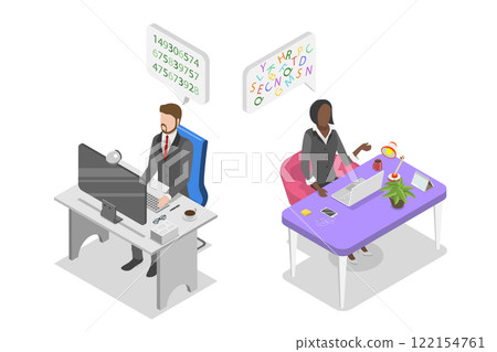 3D Isometric Flat Illustration of Different Approach To Problem Solving, Mindset Differences 3D Isometric Flat Illustration of Different Approach To Problem Solving, Mindset Differences 122154761