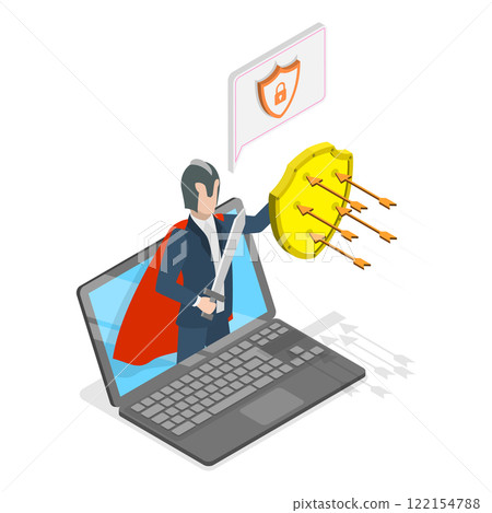 3D Isometric Flat  Illustration of Cyber Security Protection, Digital Privacy and Encryption 122154788