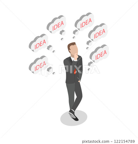 3D Isometric Flat Illustration of Overwhelmed Issues, Critical Thinking or Finding Solution 3D Isometric Flat Illustration of Overwhelmed Issues, Critical Thinking or Finding Solution 122154789