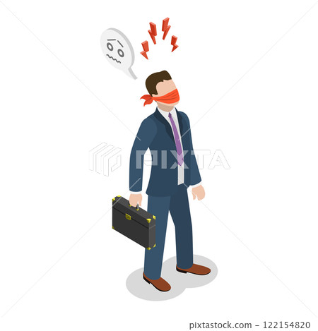 3D Isometric Flat Illustration of Business Censorship, Freedom of Speech 3D Isometric Flat Illustration of Business Censorship, Freedom of Speech 122154820