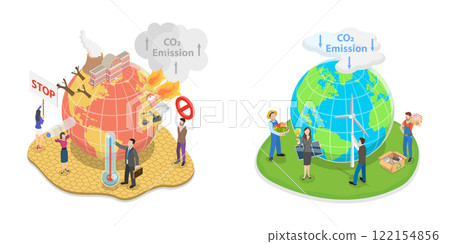 3D Isometric Flat  Illustration of Climate Change, Save the Planet 122154856