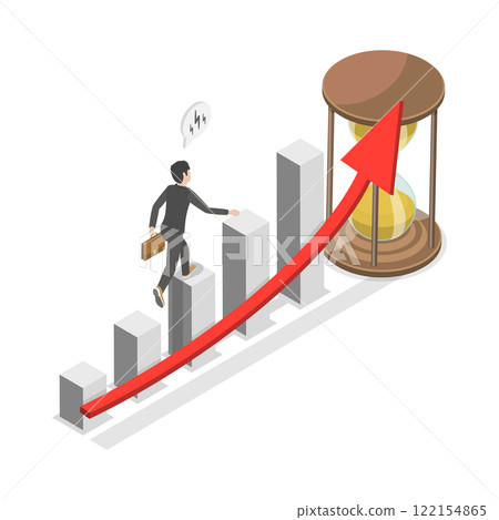 3D Isometric Flat  Illustration of Time Value Of Money, Long-Term Investment 122154865