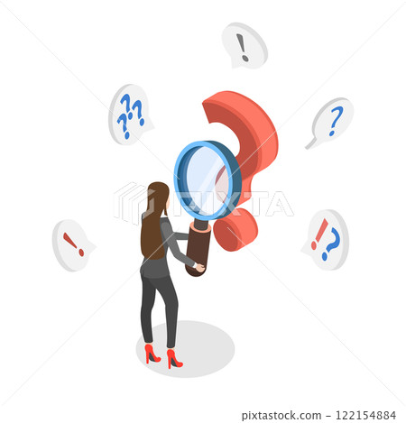 3D Isometric Flat  Illustration of Frequently Asked Questions, Problem Solving, Curiosity 122154884