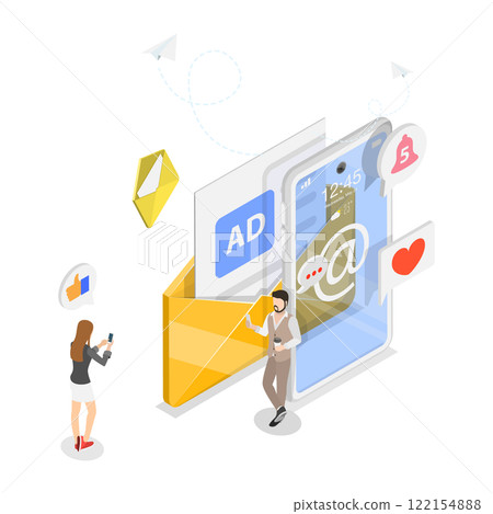 3D Isometric Flat Illustration of Newsletter Subscription, Sign Up for Exclusive Updates or Special Offers 3D Isometric Flat Illustration of Newsletter Subscription, Sign Up for Exclusive Updates or Special Offers 122154888