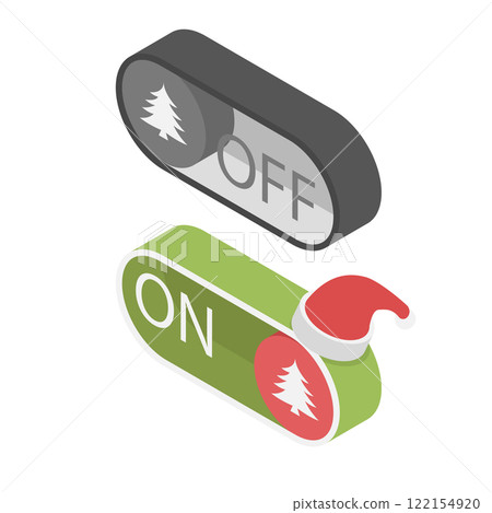 3D Isometric Flat Illustration of Christmas On-off, Template for Christmas On-Off Switch Buttons Featuring Xmas Tree 3D Isometric Flat Illustration of Christmas On-off, Template for Christmas On-Off Switch Buttons Featuring Xmas Tree 122154920