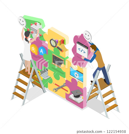 3D Isometric Flat  Illustration of Hard Skill And Education, Specific Technical Knowledge 122154938