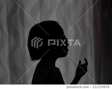 Silhouette of a woman and person in profile with abstract outline Silhouette of a woman and person in profile with abstract outline 122154978