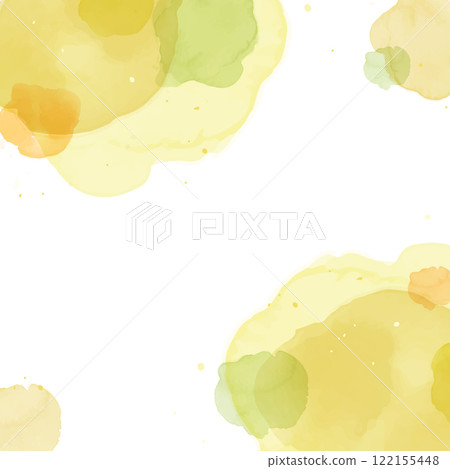 Abstract background illustration using yellow and green watercolor paint smudges. Aspect ratio 1:1 version. Abstract background illustration using yellow and green watercolor paint smudges. Aspect ratio 1:1 version. 122155448
