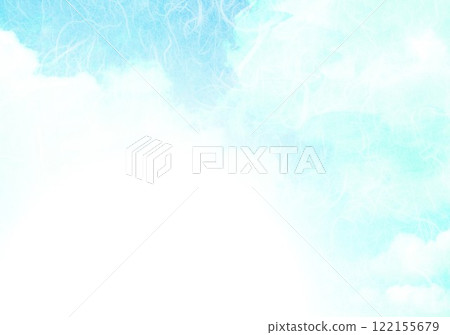 Sky with clouds made of Japanese paper in watercolor 122155679