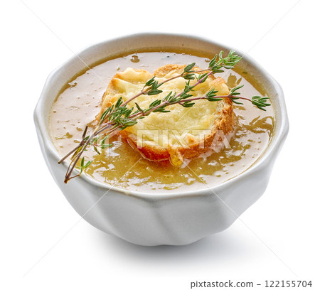 bowl of french onion soup 122155704