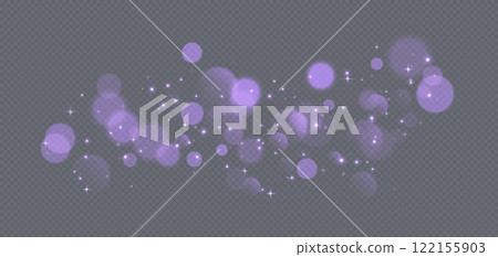 Purple bokeh with stars and sparkles, shiny overlay decoration isolated on grey background. Purple bokeh with stars and sparkles, shiny overlay decoration isolated on grey background. 122155903