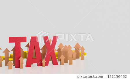 Red tax and arrow up for business concept 3d Rendering. Red tax and arrow up for business concept 3d Rendering. 122156462