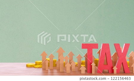Red tax and arrow up for business concept 3d Rendering. Red tax and arrow up for business concept 3d Rendering. 122156463