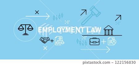 Employment Law labor policies flat header worker rights legal business employee compliance to regulation 122156830